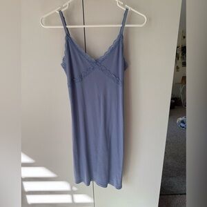 Blue casual lace top tight dress